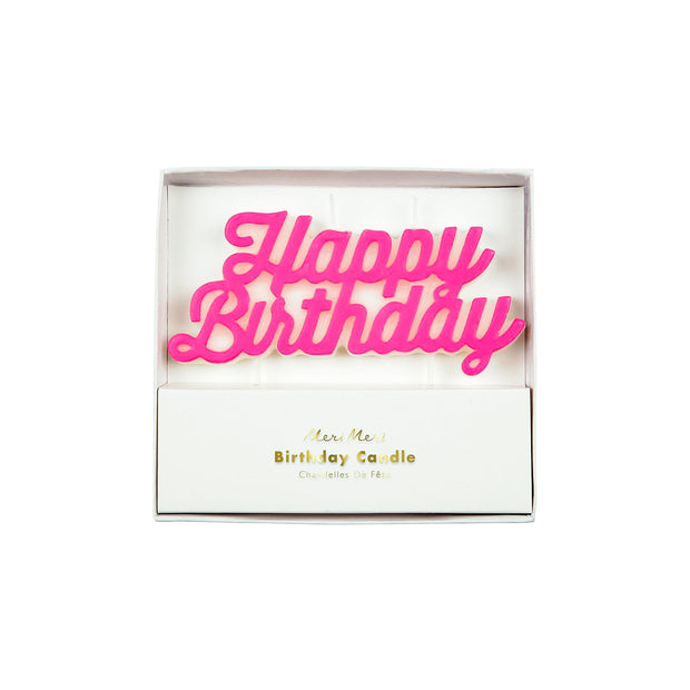 Happy Birthday Candle - Pink-Trophy Cupcakes