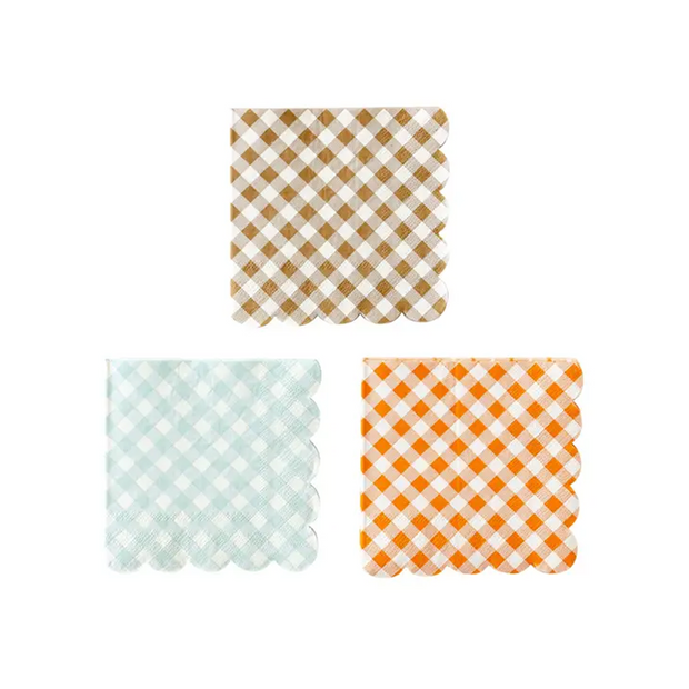 Gingham Scallop Cocktail Napkins