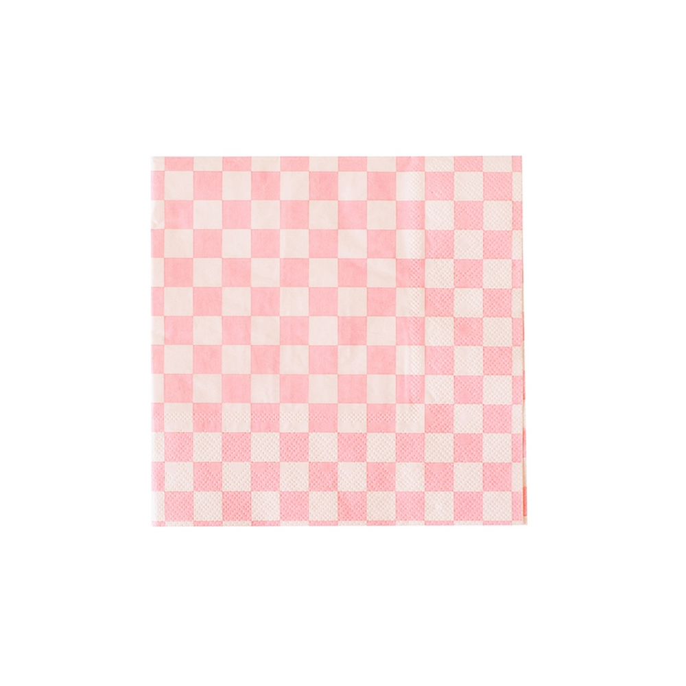 Pink Check Cocktail Napkins