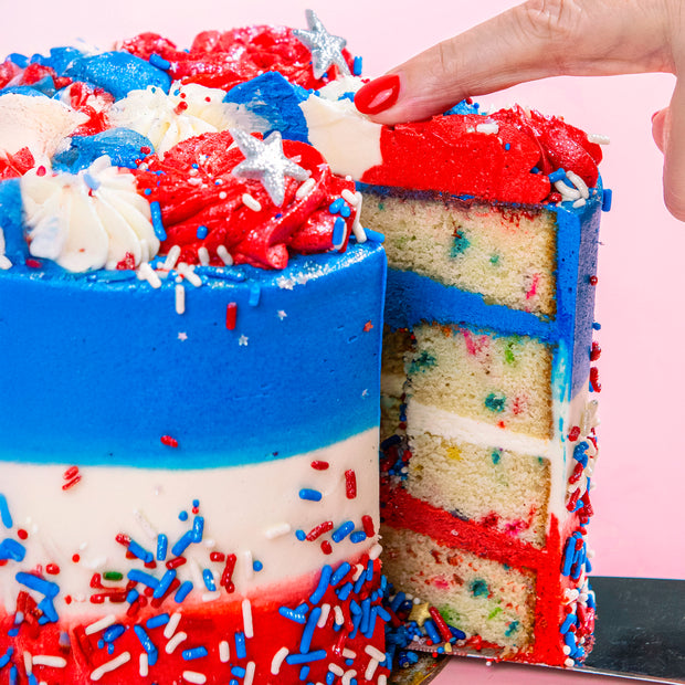 4th of July Sprinkle Surprise Cake