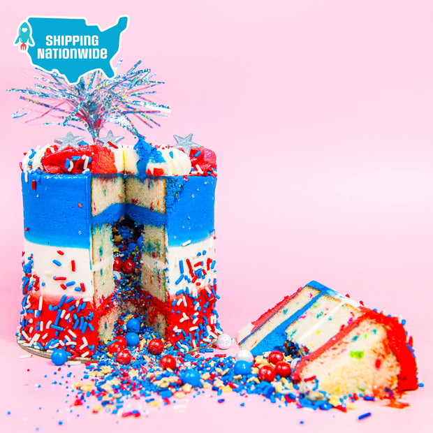 Red, White, & Sprinkle Surprise Cake