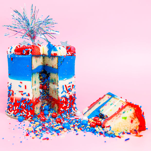 4th of July Sprinkle Surprise Cake