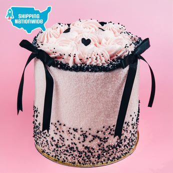 Blush, Black & Bows Valentine Cake