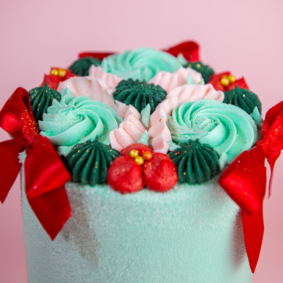 Ribbon & Ruffles Holiday Cake