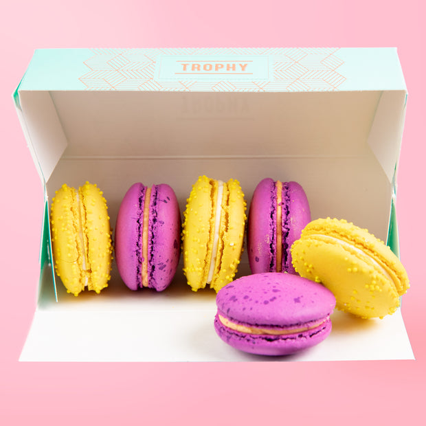 Purple and Gold Macarons