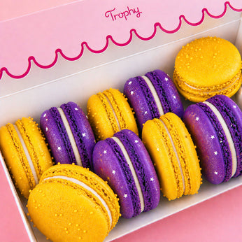Purple and Gold Macarons