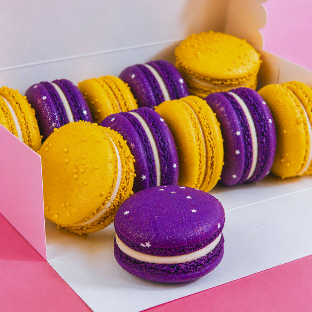 Purple and Gold Macarons