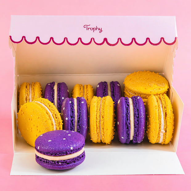Purple and Gold Macarons