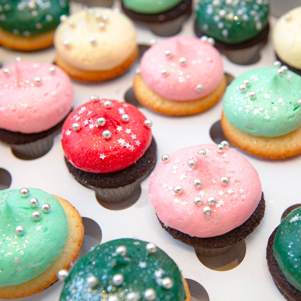 2 Dozen Colorful Holiday Minis – Trophy Cupcakes