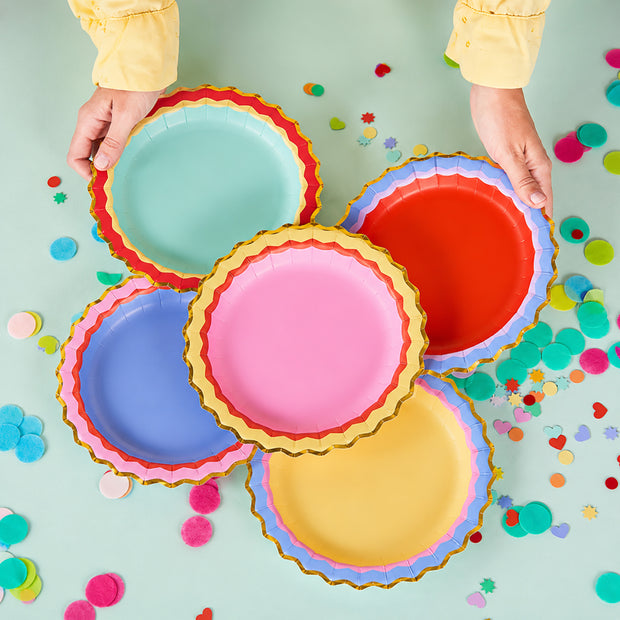 Rainbow Ric Rack Dessert Plates