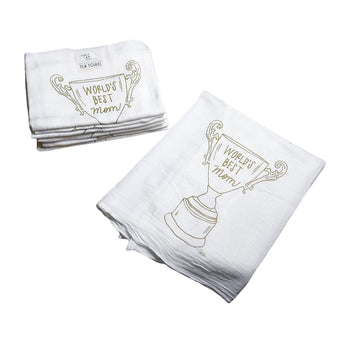 World's Best Mom Trophy Tea Towel