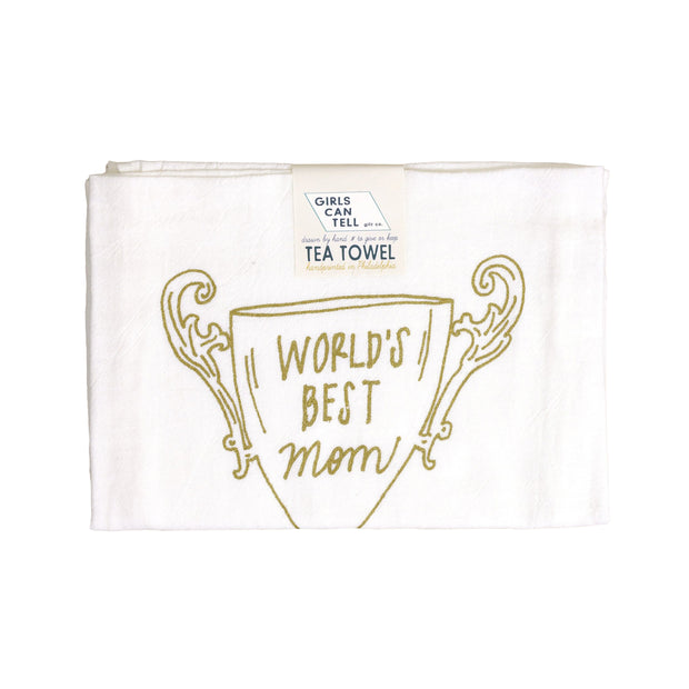 World's Best Mom Trophy Tea Towel