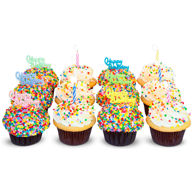 Classic Happy Birthday Dozen-Trophy Cupcakes