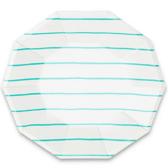 Aqua Striped Party Plates-Trophy Cupcakes