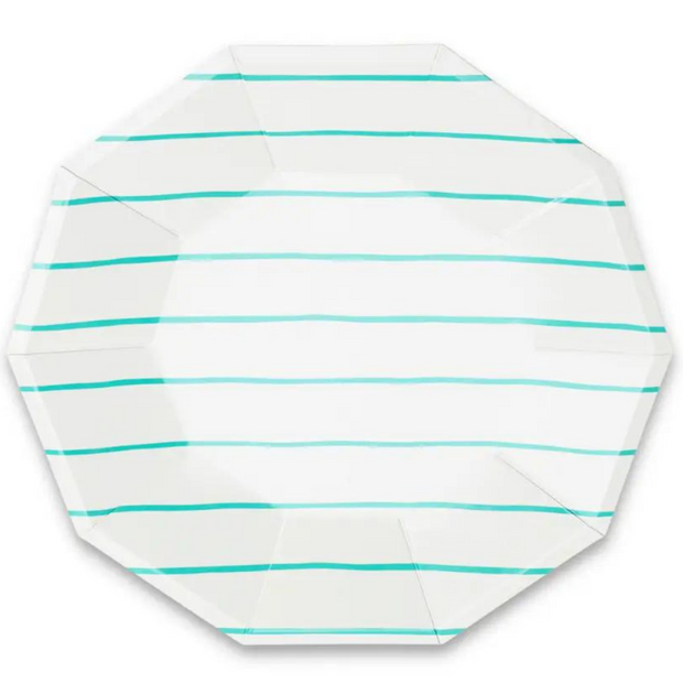 Aqua Striped Party Plates