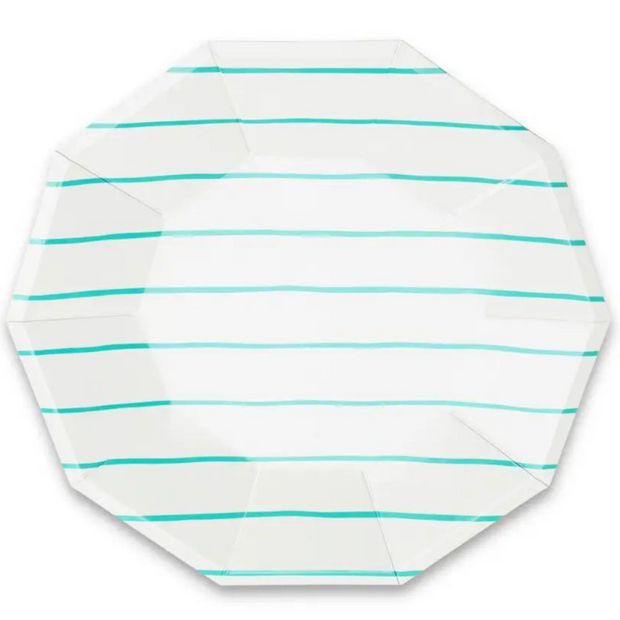 Aqua Striped Party Plates-Trophy Cupcakes