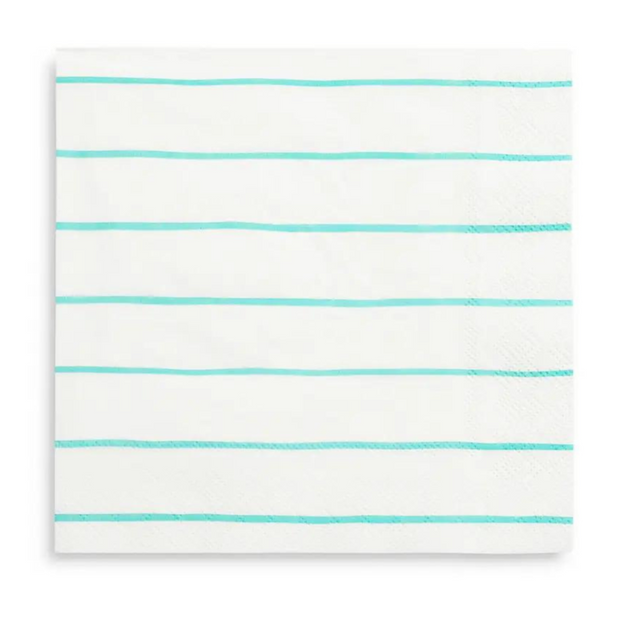 Aqua Striped Dessert Napkins
