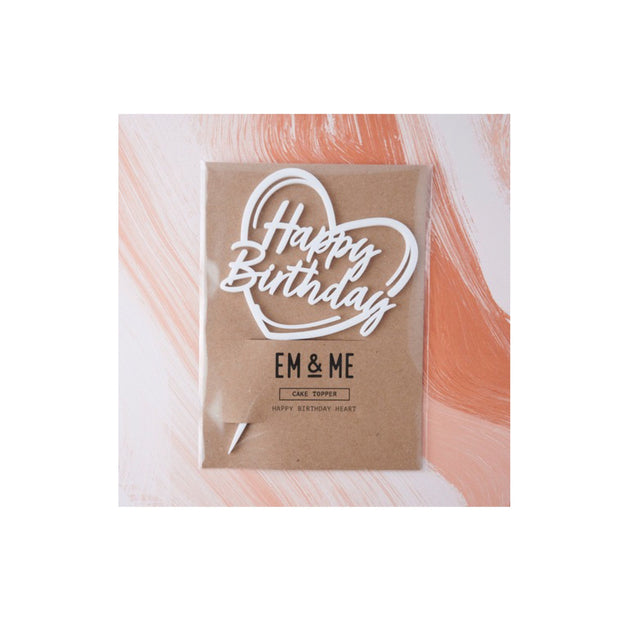 Happy Birthday Heart Cake Topper