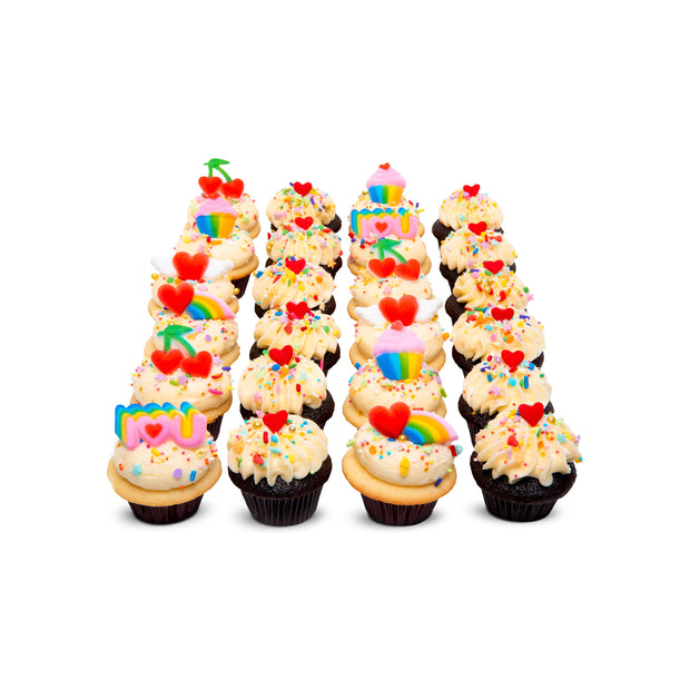 2 Dozen Rainbow Love Minis-Trophy Cupcakes