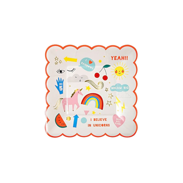 Rainbow & Unicorn Paper Plates