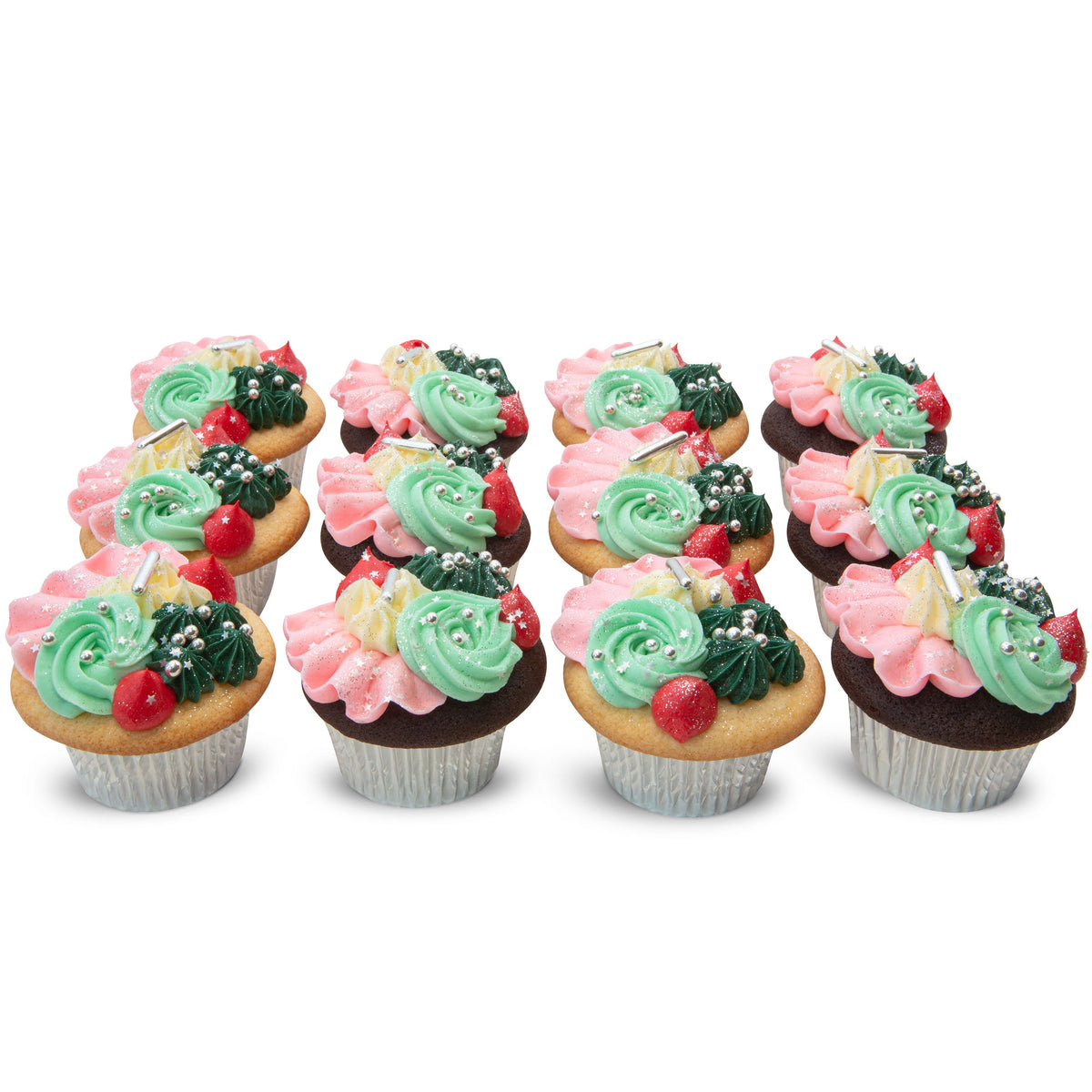 Colorful Holiday Dozen-Trophy Cupcakes