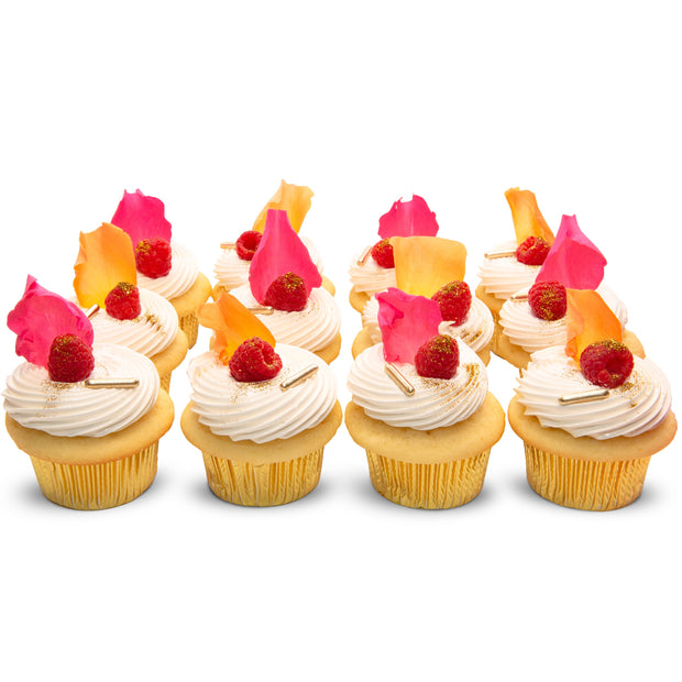 Luxe Lemon Raspberry Rose Dozen-Trophy Cupcakes